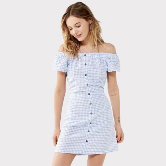 Cleobella Lou Lou Blue Gingham Open Back Mini Dress Size Large - Picture 1 of 9